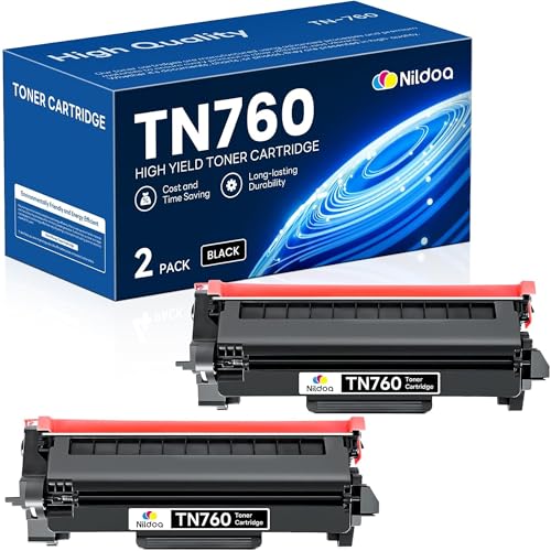 Image of TN760 TN-760 Toner Cartridge High Yield Black Replacement for Brother TN760 TN-760 MFCL2750DW HLL2390DW MFCL2710DW HL-L2350DW Printer Ink, TN7602PK