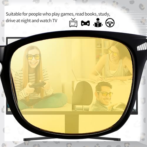 Image of Polarized Sunglasses for Women Men Night Vision Glasses Anti Glare | Yellow Anti Glare UV400 Lens, Lightweight Square Frame, for Day Night Use, Driving, Fishing, Cycling, Traveling