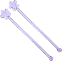 Vista 1 de Happyyami Palitos de cristal con forma de estrella, 2 unidades, para cóctel, palillos para agitar, varilla, mango de palo, cuchara mezcladora, café