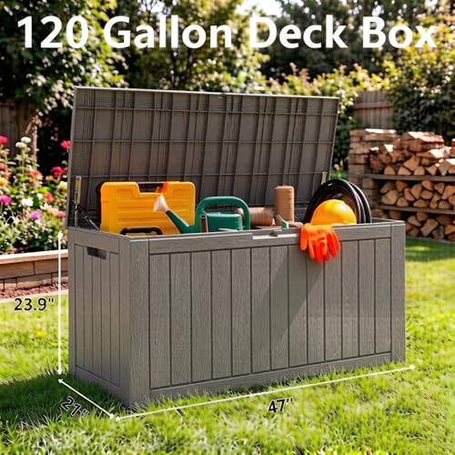 Image of Outdoor Storage Box Waterproof, 120 Gallon Deck Box For Patio Storage