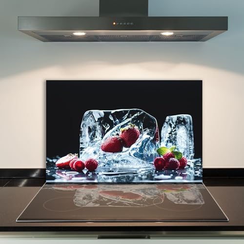 DAMU Herdabdeckplatte 80x52cm - Glasplatte Mit Landschaftsdesign Grün Blau