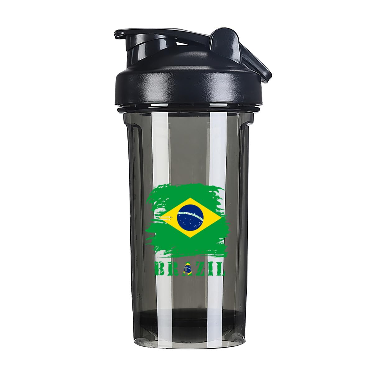 Vintage Brazil Brazilian Flag 18 Ounce Shaker Cup,Fashion Theme Pattern Shaker Bottle Leak-proof Workout Shake Bottles 500ML/18 oz Perfect for Pre Workout