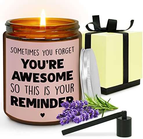 SIMORAS Inspirational Candles for Women, Men - You're Awesome Candles with Candle Snuffer - Lavender Candles Gifts for Women, Friends, Coworkers, Sisters, Teachers - Boss Day Candle with Saying