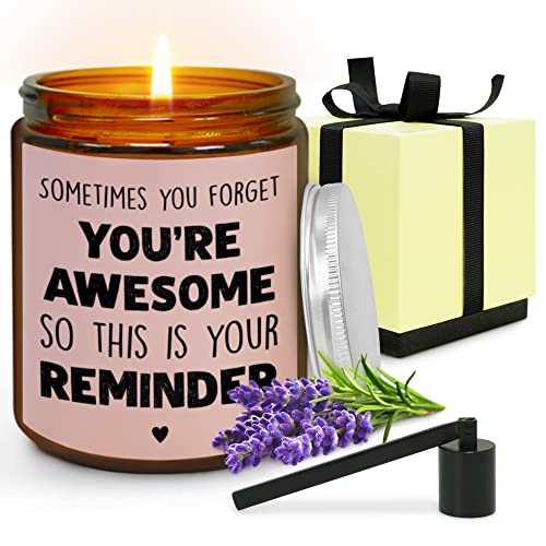 Simoras Inspirational Candles For Women, Men - You're Awesome Candles With Candle Snuffer - Lavender Candles Gifts For Women, Friends, Coworkers, Sisters, Teachers - Boss Day Candle With Saying #TOP17