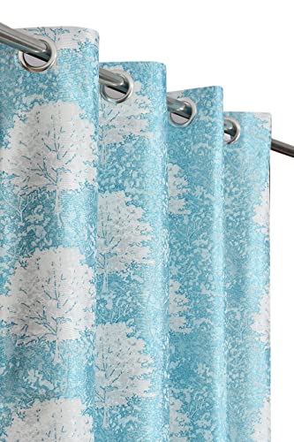 Image of Polyester Curtains 5 Feet Long Set of 2 for Window (Aqua 4 ft x 5 ft)