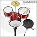 Gammon 3-Piece Junior Drum Set with Throne - Red, Complete Beginner Kit with Bass Drum, Toms, Cymbal, Pedal, and Drumsticks