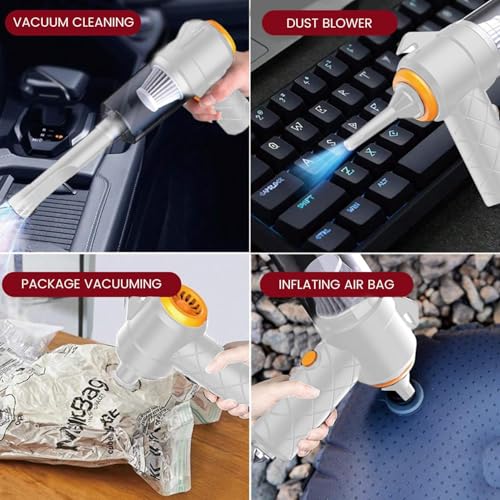 Image of JAYTOP Vacuum Cleaner for Car Use with Blower, Seat Belt Cutter & Window Hammer | Cordless Handheld Vacuum Cleaner for Wet & Dry Cleaning for Home /Office /Car /Keyboard /Travel /Sofa /Office (White)