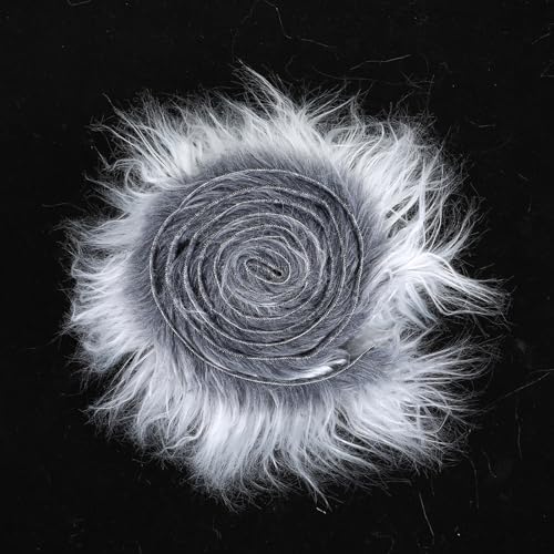 Lusofie 1Pc Faux Fur Fabric 4 x 60inch Grey Fake Craft Fur, Fluffy Fuzzy Fabric Precut Strips for Costume DIY Gnomes Beard Santa Claus Hair Dwarf Cosplay Christmas Decoration