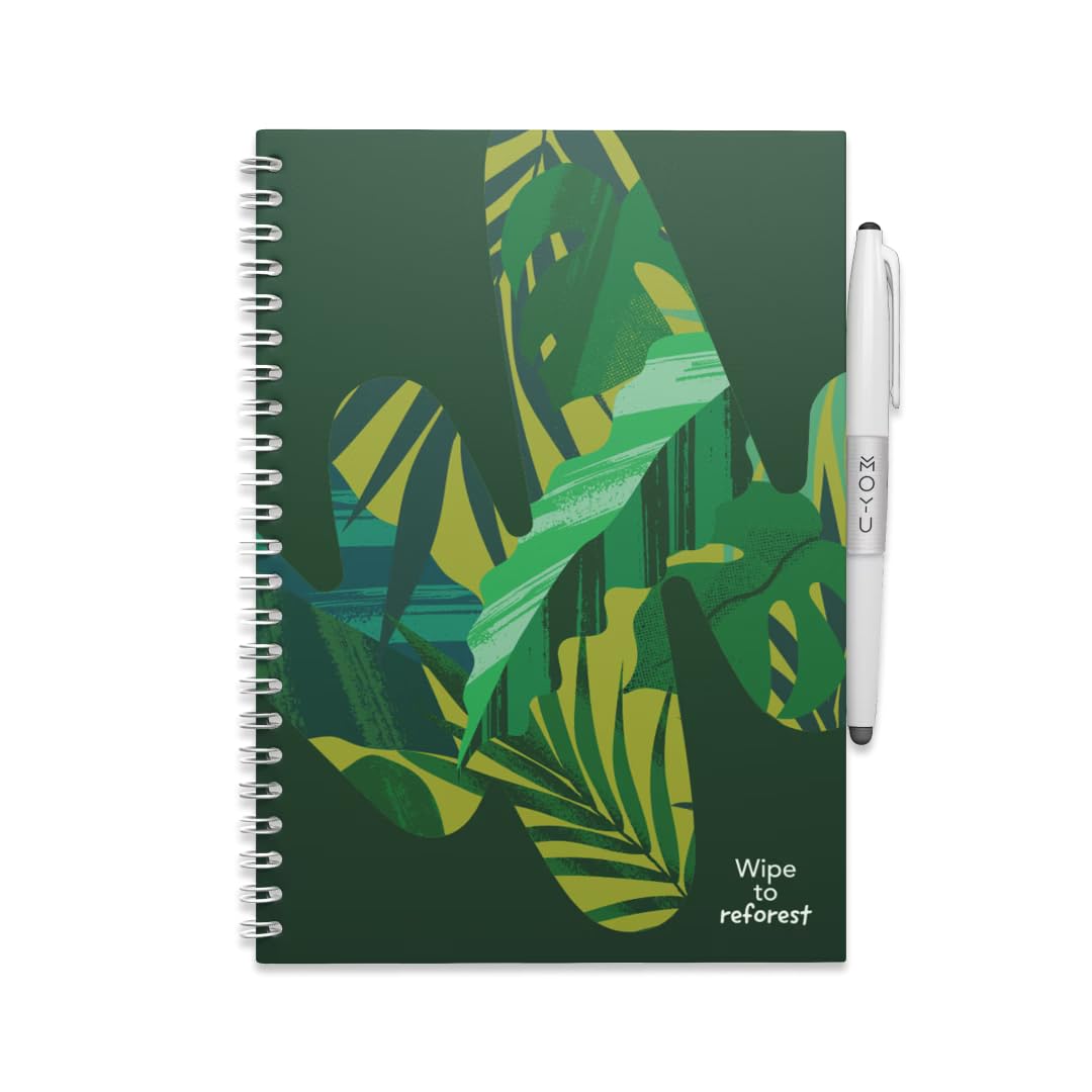 MOYU Erasable Notebook - A5 Stone Paper - Premium Cover - Safari Nights - Multifunctional Pages - Includes Erasable Pen, Cloth, and Pen Holder