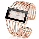WAT2008 Alloy Armband-Uhr-kreative Rechteckige Zifferblatt Quarz-Uhr für Frauen (Silber + Schwarz)
