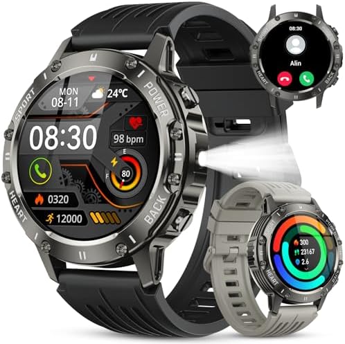 Men's Smartwatch with Calls: Military Waterproof Fitness Tracker ...