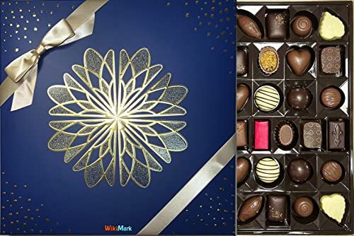 Caja de Bombones de Chocolate Belga Surtidos - En Caja de Lujo Especial San Valentín y Día de los Enamorados. 570 Gr. 46 Bombones. Fabricados en Bélgica. Chocolate de Muchos Sabores 1ª Calidad.