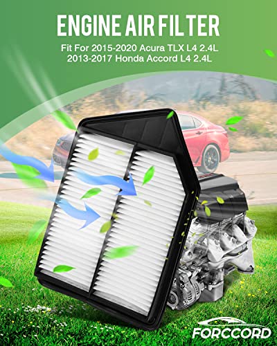 Image of Cabin & Engine Air Filter Fit for Honda Accord 2.4L (2013-2017), Acura TLX 2.4L (2015-2020) (All Not for Hybrid!) Activated Carbon Cabin Filter Replace#CF10134 CA11476 Car Accessories