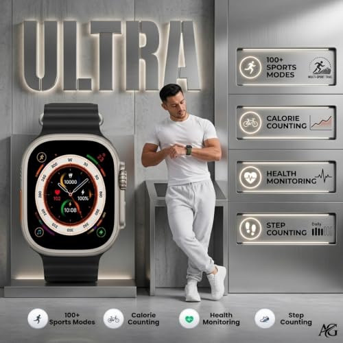 Image of T800 Smart Watch with 1.99 Inch Display Bluetooth Calling, BLACK, BLACK