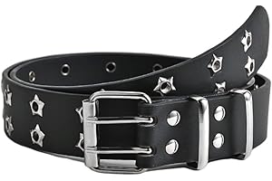 Gothic Belt Star Rivet Double Needle Buckle PU Leather Belt