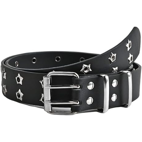 Gothic Belt Star Rivet Double Needle Buckle PU Leather Belt