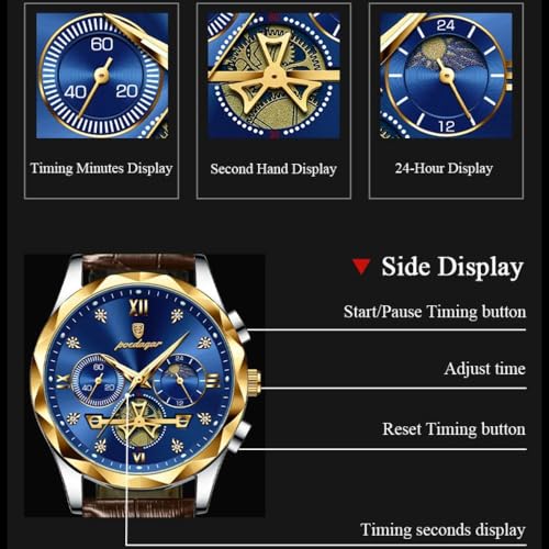 Montre de luxe Poedagar étanche avec mécanisme chronographe de précision