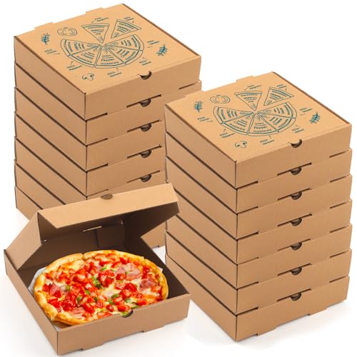 Lainrrew Cajas de pizza, paquete de 15 cajas de pizza corrugadas, cajas de pizza para llevar, cajas de entrega de alimentos, cajas de embalaje de regalo, cajas de almacenamiento de envío de correo