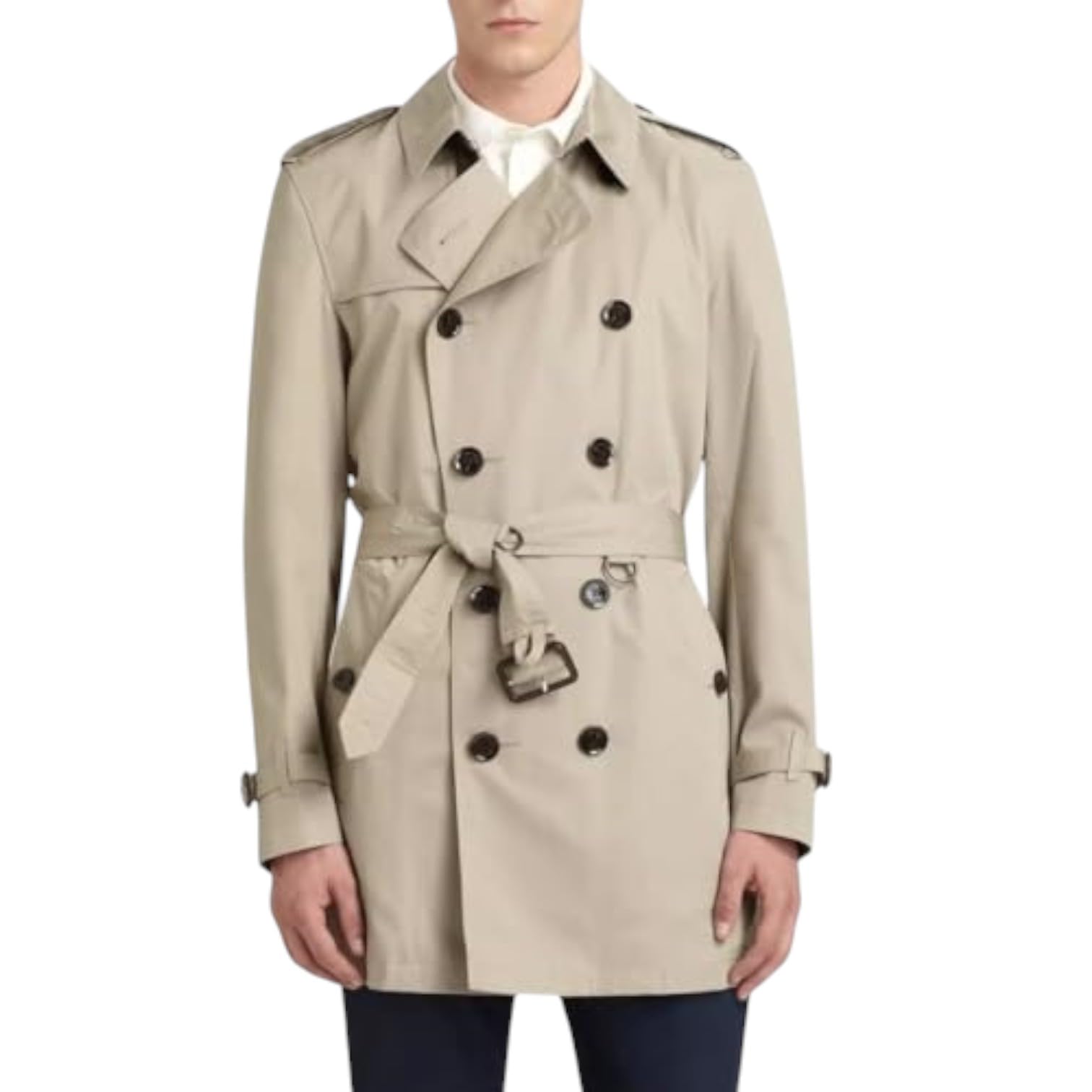 BURBERRY Men's Britton Double Breasted Trench Coat, Short Length (US, Numeric, 38, Regular, Regular, Stone)