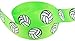 HipGirl Brand Printed Grosgrain Ribbon, 5 -Yard 7/8-Inch Volleyball Up Close, Lime Green