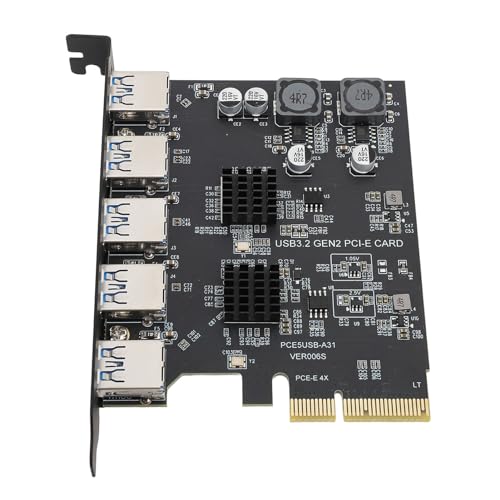 USB3.2 PCIe Expansion Card, USB 3.2 Gen 2 5 Type A Ports 10Gbps for ASM3142 PCIe 4X Adapter Card for 7 10 11, for Linux