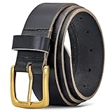 Ashford Ridge Made in England 34mm Full Hide Leather Belt with Brass Colour Buckle - Black XL