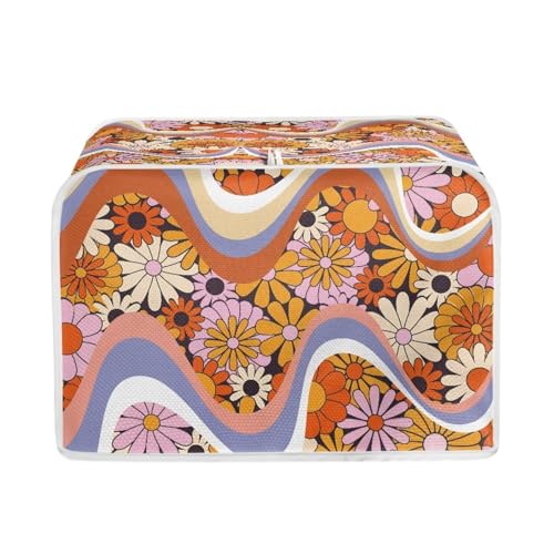 JSLXYYBQ Daisy Flower Pattern Toaster Covers 2 Slice Wide Slot Dustproof Fingerprint Protectors and Greasy Protection Anti-sputtering Machine Washable Women Gift