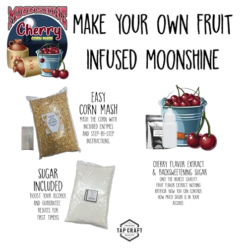 tapcraft  complete cherry moonshine mash recipe kit  diy cherry moonshine making at home  perfect gifts for him amp her  make your own moonshine  homemade alcohol kit