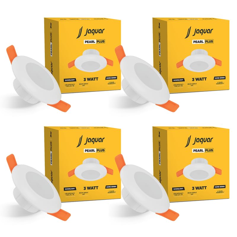 Image of Jaquar 3W Pearl Plus Round Downlight | Junction Box LED Downlight | Mood Light for False Ceiling | 55 Cut Out | Neutral White 80x45(DXH)(Pack 4)
