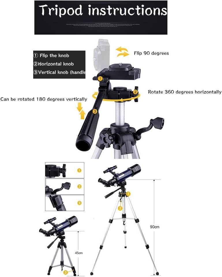 LSLYTQ Spacmirrors Astronomical Telescope, 400/70mm Blue Refractor Telescope for Adults,Astronomy Beginners,Good Partner to View Landscape and Planet,Perfect for Educational and Gift
