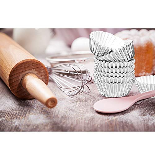 Image of Sumind 400 Pcs Mini Foil Cupcake Liners Holiday Baking Cups,Silver