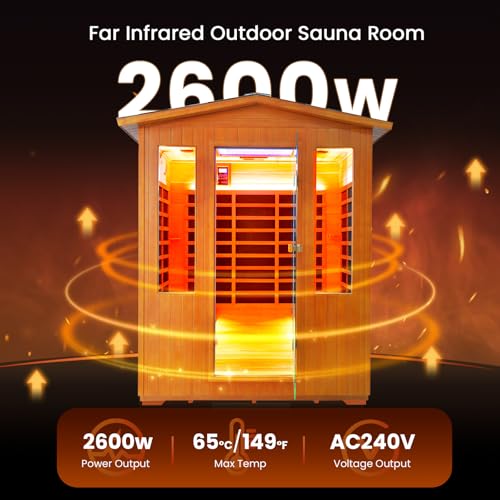 Image of OUTEXER Outdoor 4 Person Sauna Far Infrared Saunas 2600W 240V Dry Spa Room