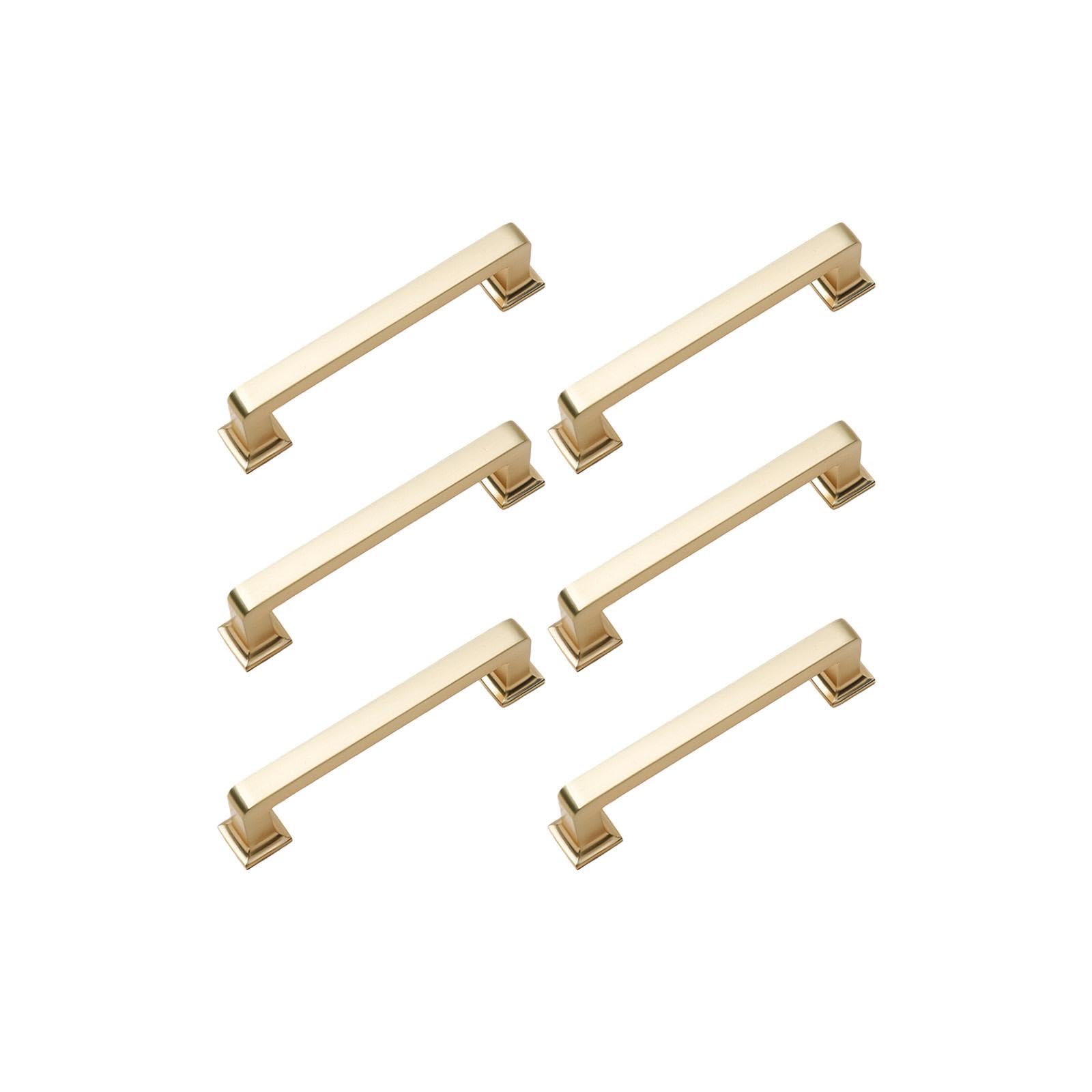 Elnwnnkc Gold 128 Of 6 Elegant Cupboard Handles Featuring High Gloss Finish Resists Fading For Modern Home Decors Upgrades Pulls