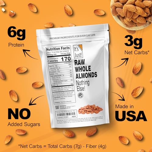 Image of It's Just - Raw Whole Almonds, Unsalted, 32oz