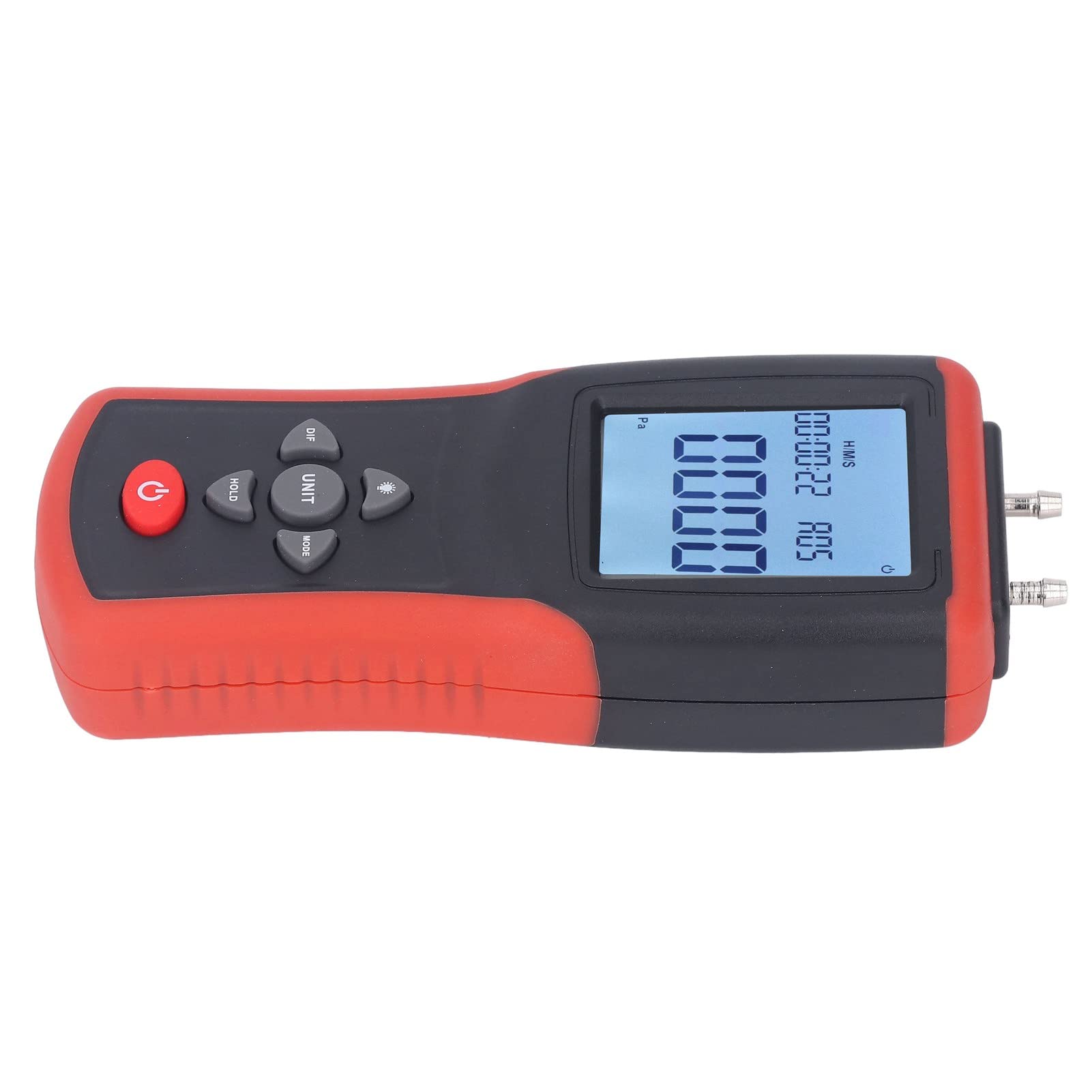 Misuratore di pressione differenziale digitale, 12 unità di misura selezionabili, retroilluminazione, alloggiamento ABS, modalità dati con memorizzazione, alta precisione, uso versatile, ideale per
