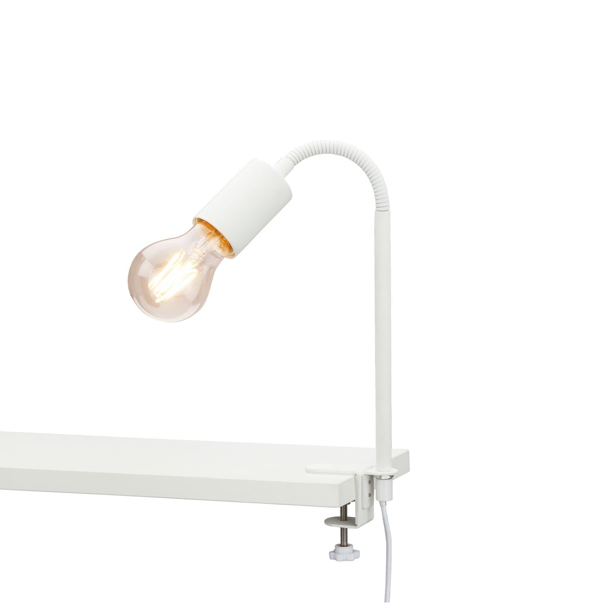 HOMCOM Desk Lamp 40W Reading Lamp, Adjustable Clamp Lamp, Table Lamp with E27 Socket, Night Light Excl. Bulb, for Office, Living Room, Metal, White
