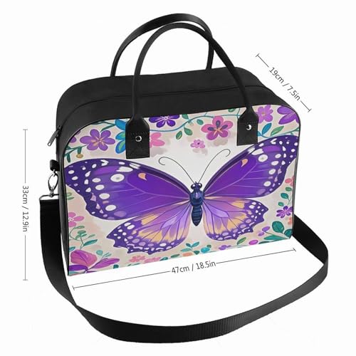 Maletín ligero morado para portátil con mariposa miniatura 2