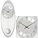 Produktbild AMS 7416 Wanduhr Quarz mit Pendel silberfarben bedrucktes Mineralglas