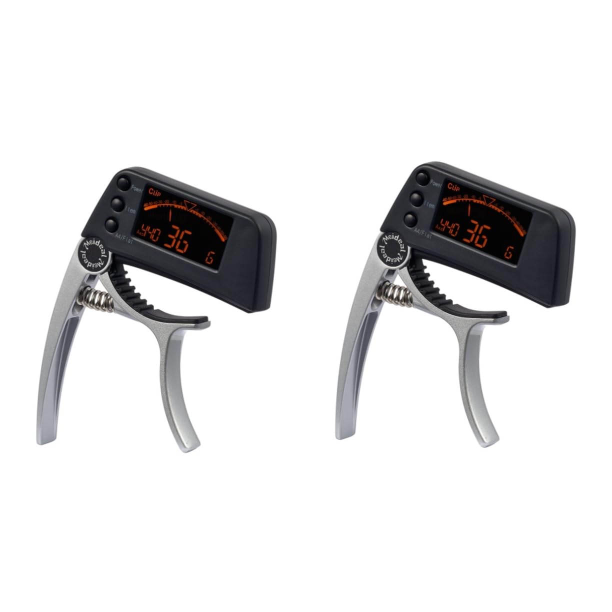 2stücke Digitales Lcd Clip Stimmgerät Und Kapodaster Für Gitarre Ukulele Bass Präzise Abstimmung Hochsensitiv Robust Silberfarben
