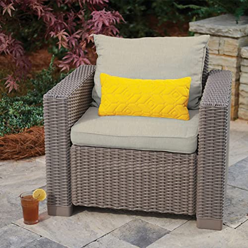 ALLIBERT by Keter California Lot de 2 fauteuils Ronds en Plastique Aspect rotin Cappuccino/Sable