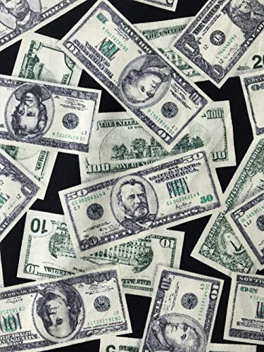 Premium 100% Cotton Fabric by the Yard - Tossed Money Design for Crafting, Quilting, and DIY Projects