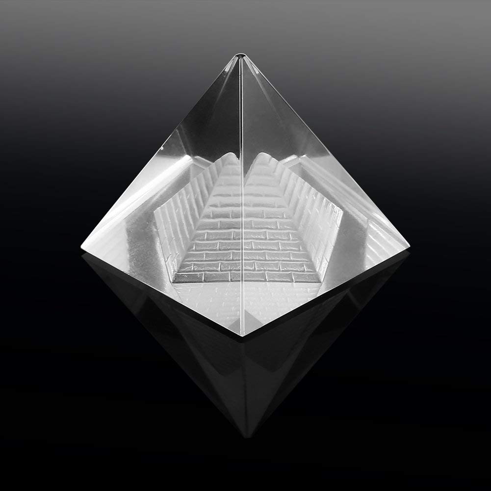 Hztyyier White Crystal Pyramid For Desktop Home Decor Transparent Crystal Egypt Ornament Ornaments
