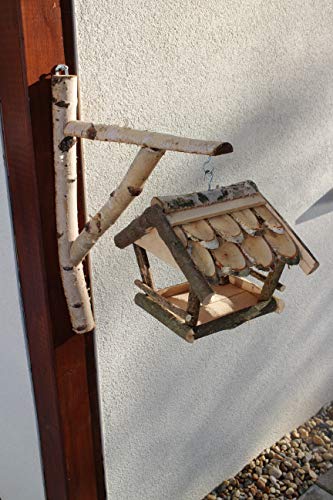 Marcus´ Weidenhandel Vogelhaus mit Wandhalterung Vogelhäuschen Futterhaus Futterhäuschen Vogelhaus Vogelvilla Birke Holz Natur NEU