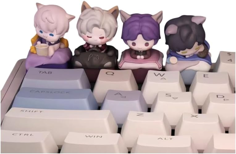 Love and Deepspace Cute Pudding Keycaps Backlit Custom Key Caps for Keyboards Xavier Zayne Rafayel Sylus Cosplay Merch Props (4PCS)