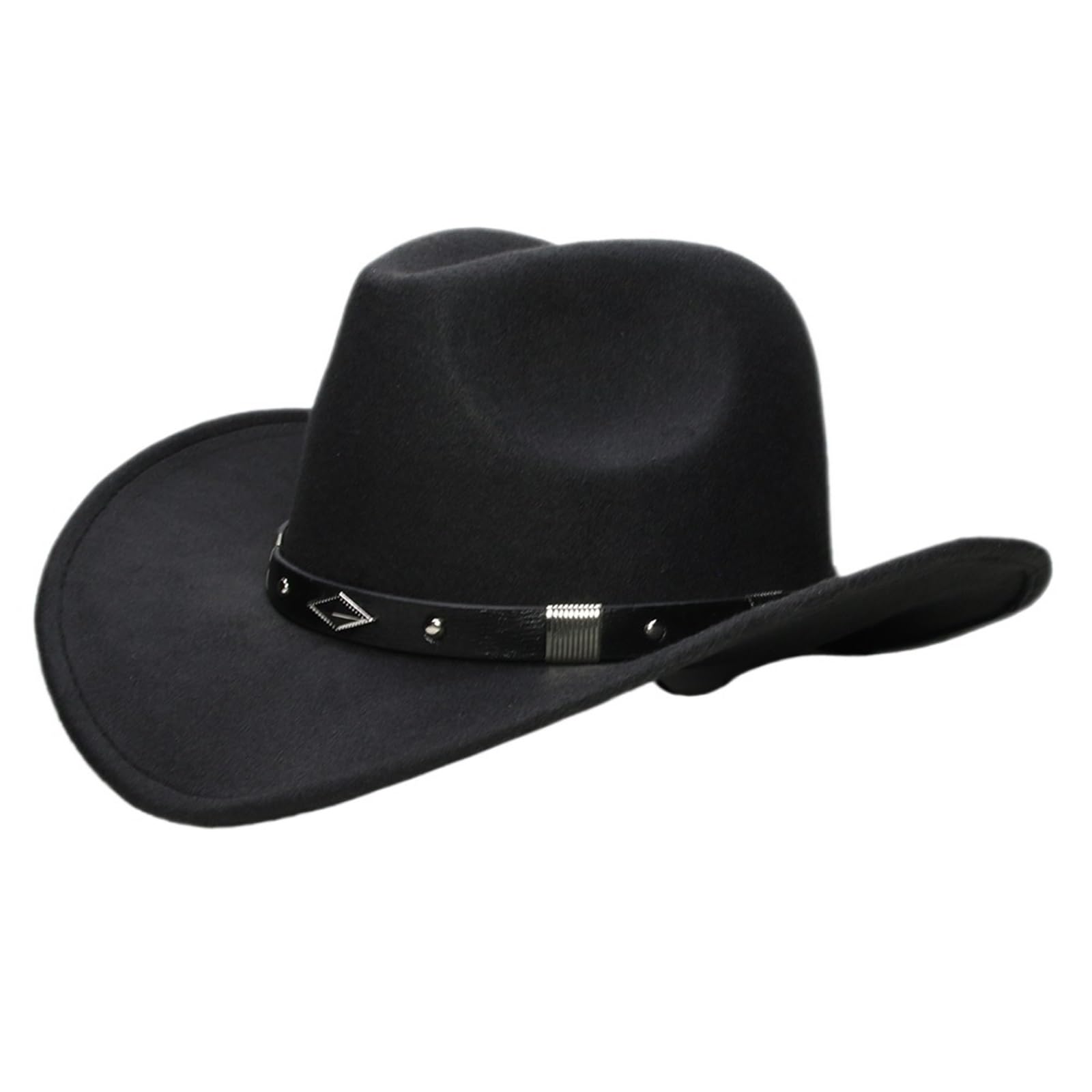 vrfvsdasAAS Cowboy Hat Retro Geometry Parent-child Unisex Wide Brim Cowboy Western Hat Cowgirl Bowler Cap 61cm/57cm/54cm(Black,6.625)