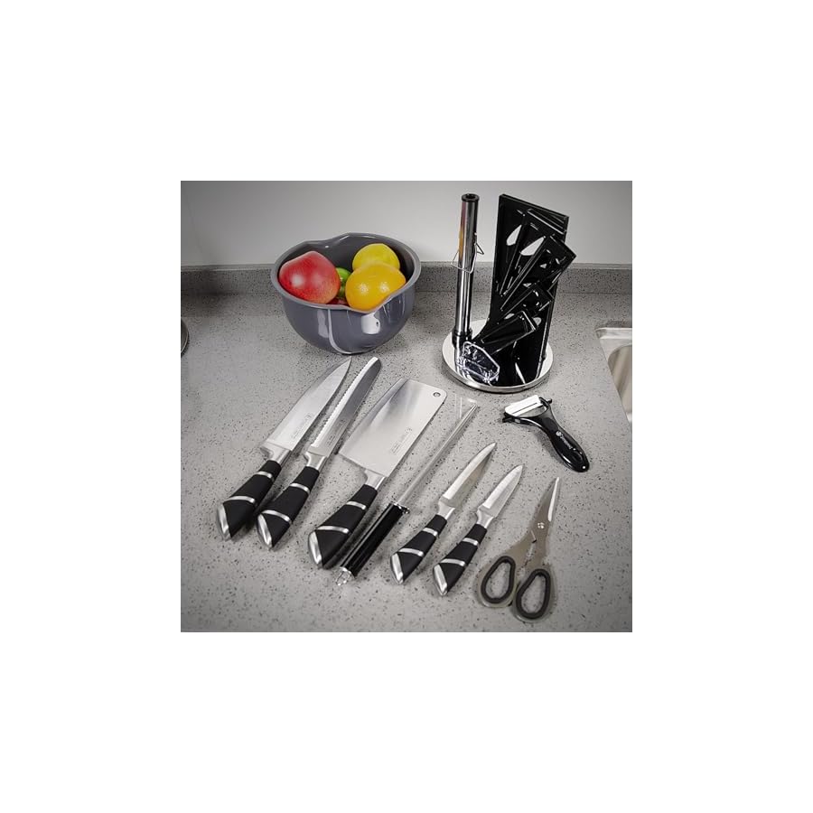 Kitchen-Knife-Set-9-Piece-Black-Kitchen-Knife-Set-with-Acrylic-Block-Non-Stick-Sharp-High-Carbon-Stainless-Steel-Knife-Set-for-Kitchen-Cutting-Meat-Slicing-Chopping-Kitchen-Women-Gifts Kitchen Knife Set, 9-Piece Black Kitchen Knife Set with Acrylic Block, Non Stick Sharp High Carbon Stainless Steel Knife Set for Kitchen Cutting Meat Slicing Chopping Kitchen Women Gifts
