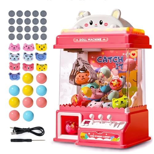 Claw Machine for Kids Claw Game Machines with Music and Light 10 Dolls 10 Twister 20 Game Coin Claws Catch Toy Vending Machines Musical Electronic Arcade Games Console for Girls Boys 3+