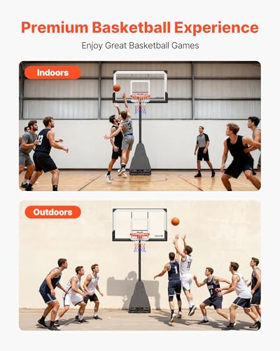 Image of VEVOR Basketball Hoop, Basketball Hoop 44 48 50 54 Inchs PC Backboard, 4.4-10FT Height Adjustable, Basketball Portable Hoop& Goal, Indoor /Outdoor Classic Basketball Court, Teen Adult School Park