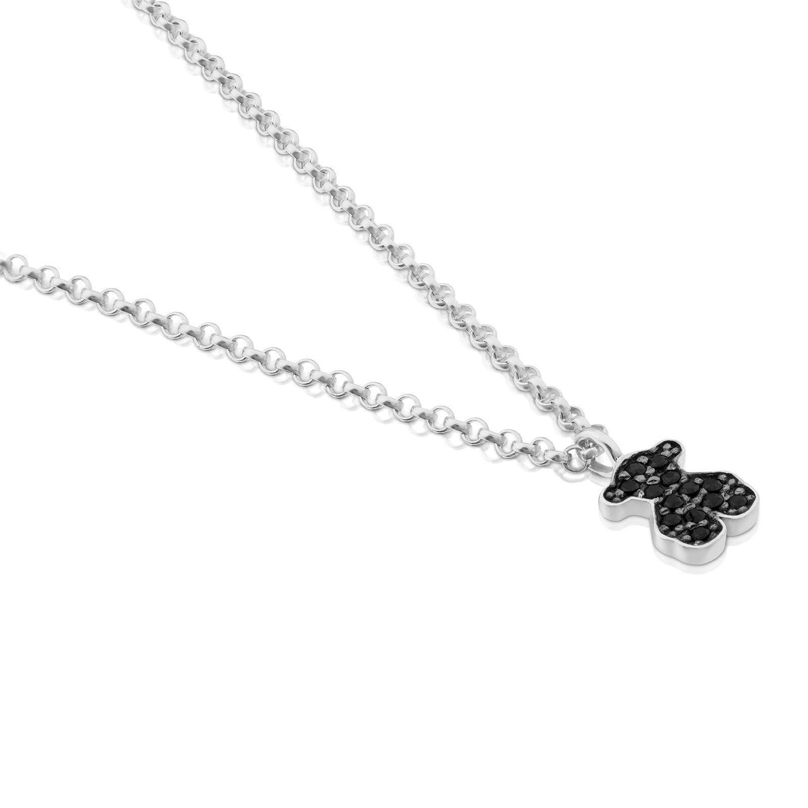 TOUS Collar de Plata de Primera Ley para Mujer con Motivo de Oso en Espinela 0,75 cm, Largo 45 cm, Clásico y Sofisticado, Colección Motif