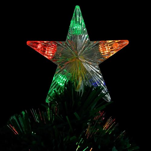 Miniatura 10 de Árbol de Navidad artificial de 7 pies con soporte de acero y 49 luces LED de fibra óptica para el hogar, oficina, decoración de fiesta con 280